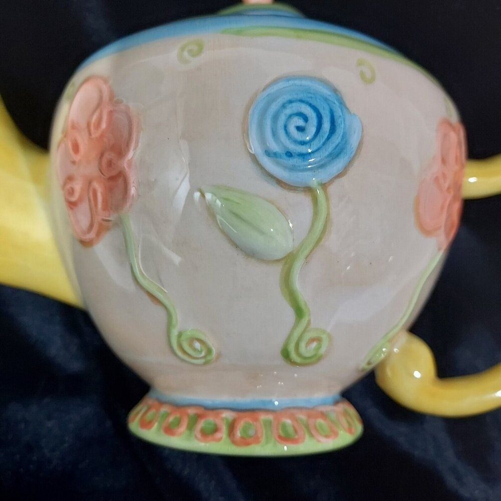 Teapot Oneida Single Serve 12 Oz Pastel Flowers Cottagecore English Tea Charming - Picture 3 of 9